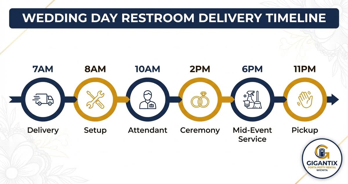 Luxury restroom trailer at an outdoor wedding near Wichita